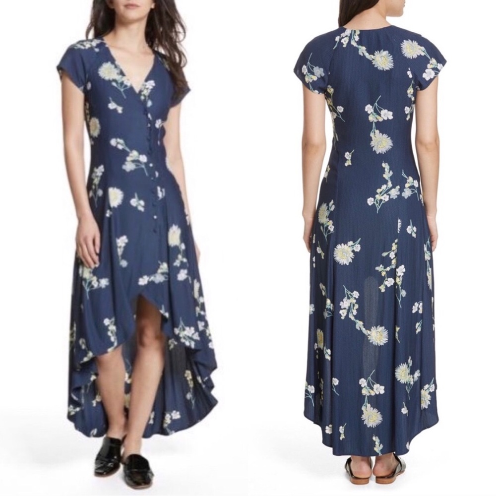 Free People | Floral button-up cap sleeve dress
